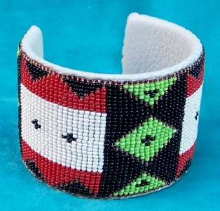 DOG SOLDIER MENS NATIVE AMERICAN INDIAN BEADED CUFF BRACELET  