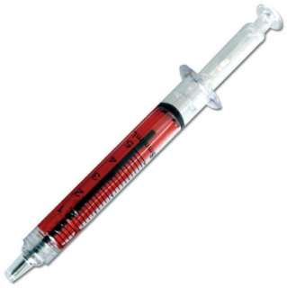 Blood Red Syringe Pen Needle Ink Pens Halloween Medical Doctor 