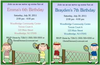 Tennis Invitations/Birthday Party Supplies/Boy or Girl  