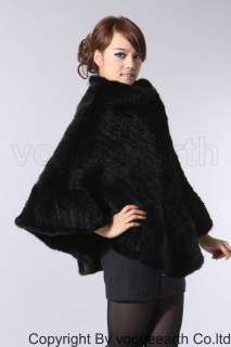 164 new real knitted Mink fur BLACK shawl/capes/coat  