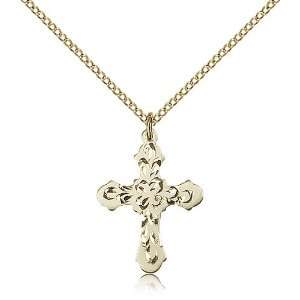 Gold Filled Cross Medal Pendant 7/8 x 5/8 Inches 6036GF3  Comes With 