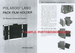 polaroid land pack film holder for mamiya universal camera instruction 