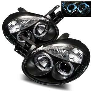  03 05 Dodge Neon Black LED Halo Projector Headlights 