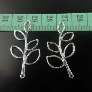 Matte silver tone vintage earrings/necklaces leaf charms pendant 20pcs