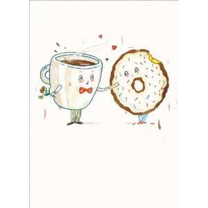  Anniversary Greeting Card Donut And Coffee Sprinkles 
