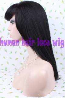   Wig 100% Human Hair Long Silky Straight with Bangs 18~24 Free  