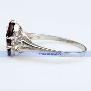 Luxury Fancy 9CT Red Garnet Silver Ring Size 8  FINDINGJEWELRY  