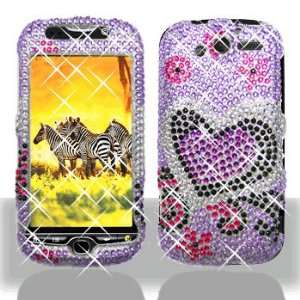 HTC myTouch 4G Full Diamond Bling Purple Love Hard Case Snap on Cover 
