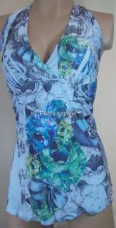 New Women Maternity Clothes Blue Paisleys Print Halter Shirt Top 