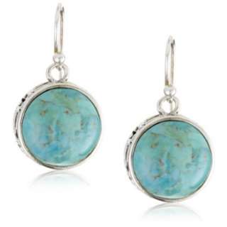 Barse Sterling Silver Arabesque Turquoise Round Dangle Earrings 
