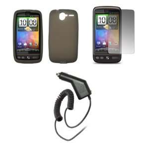   Crystal Clear Screen Protector + Rapid Car Charger for HTC Desire