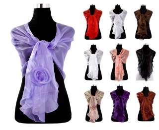 Silky Wrap Stole Shawl With Flower Detail  Weddings Bridal Bridemaids 