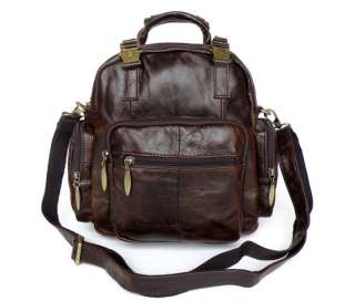 Classic Vintage Leather Mens Casual Hiking Backpack Handbag Messenger 