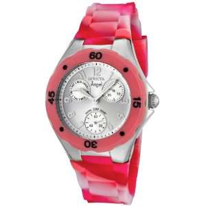   Angel Silver Dial Multi Colored Pink Silicone Watch: Invicta: Watches