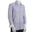 aqua striped cotton long sleeve button front shirt
