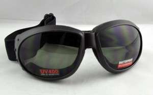 BLACK LENS MOTORCYCLE GOGGLES TATTOO INK ROCK SUNGLASS  