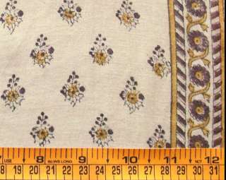 Hand Printed, India Cotton Block Print Fabric. 2½ Yards  