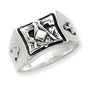  Antiqued Masonic Ring Size 11   Sterling Silver Jewelry
