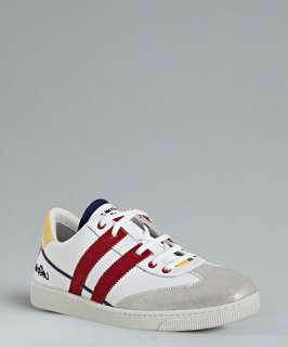 Dsquared2 white and red leather striped sneakers