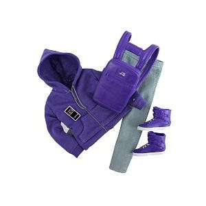  Justin Bieber Doll 7 Piece Fashion Pack   Purple Hoodie 