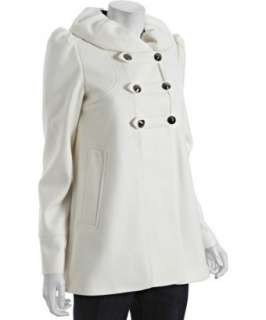 French Connection winter white wool cashmere puffed collar coat 