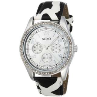 XOXO Womens XO3170 Silver Dial Black and White Giraffe Strap Watch 