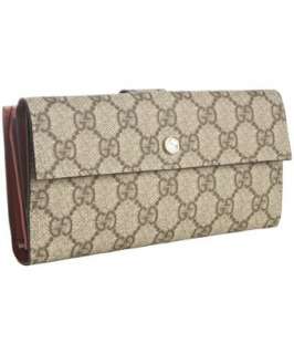 Gucci beige GG plus coral lined continental flap wallet   up 