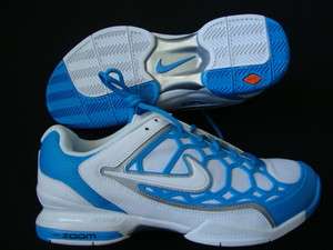 Nike Womens Tennis Shoes Zoom Breathe 2K11 White Blue 454126 FREE 