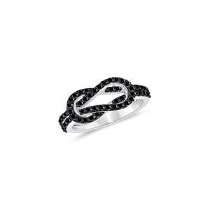   78 Cts Black Diamond Love Knot Ring in 14K White Gold 9.0 Jewelry