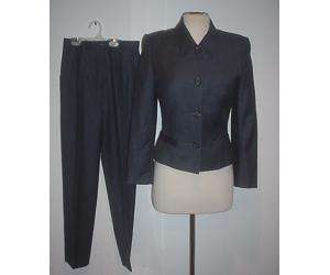 Escada blue/gray pinstripe virgin wool pant suit 34/2 4  