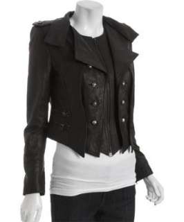Robert Rodriguez black leather Colonel button detailed jacket 