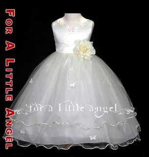 Ivory Butterfly Flower Girl Wedding Dress 600 size 4  