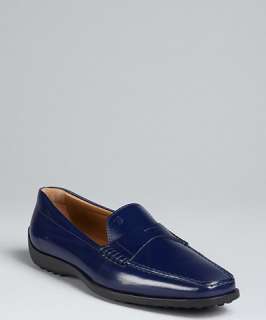 Tods royal blue leather Quinn penny loafers