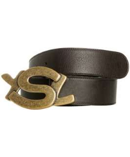 Yves Saint Laurent dark brown leather YSL belt   