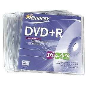  Memorex 16x 4.7GB DVD+R Media in Slim Jewel Case (10 Pack 