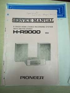 Pioneer Service Manual~H R9000 8 Track Tape Deck~Original~Repair 