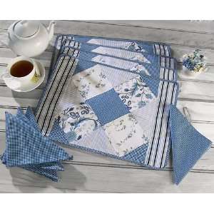  Blue Patchwork Table Linen Set 
