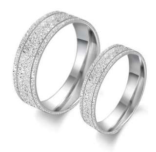 New Titanium Steel Promise Ring Set Couple Wedding Bands Shine Frost 
