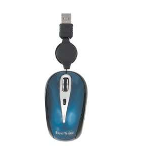  Mini 3D Optical Mouse with Retractable Cable   Blue 