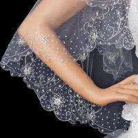   EMBROIDERED FINGERTIP BRIDAL WEDDING VEIL for tiara gown dress V2943