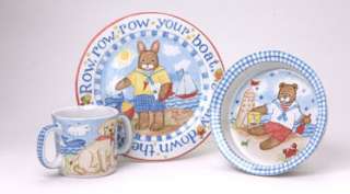Kelly Rightsell Row Your Boat BOY CERAMIC Plate Set~  