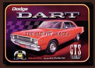 Nostalgic Tin Metal Sign   Dodge Dart GTS Muscle Car Bumblebee Stripes 