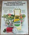 1972 ad Wesson Vegetable Oil   Salad Dressing recipe AD