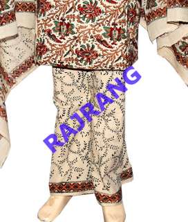 Boho Indian Block Print Cotton Salwar Kameez Suit Dress  