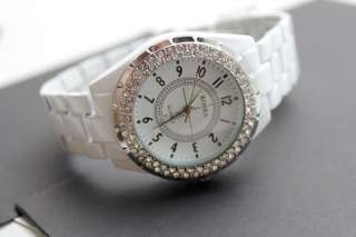 Silicone Crystal Gemstone Enamel Ceramic Style Watch Mens Ladys Size 