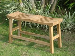   Wood Double Curved Bench Seat Shower Bath Spa Stool Outdoor Garden