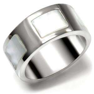  Size 7 White Precious Stone Stainless Steel Ring AM 