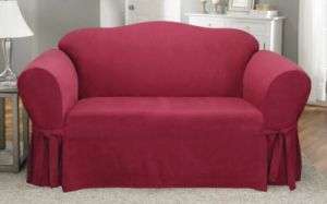 SOFT SUEDE Burgundy 1pc Sofa Slipcover Box Cushion  