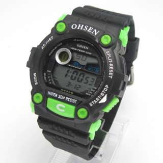   Fashion Green Sport mens boy digital Stop watch wrist watches  