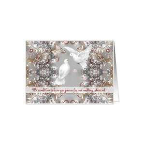  Wedding Rehearsal Party Invitation, Doves and Fancy 